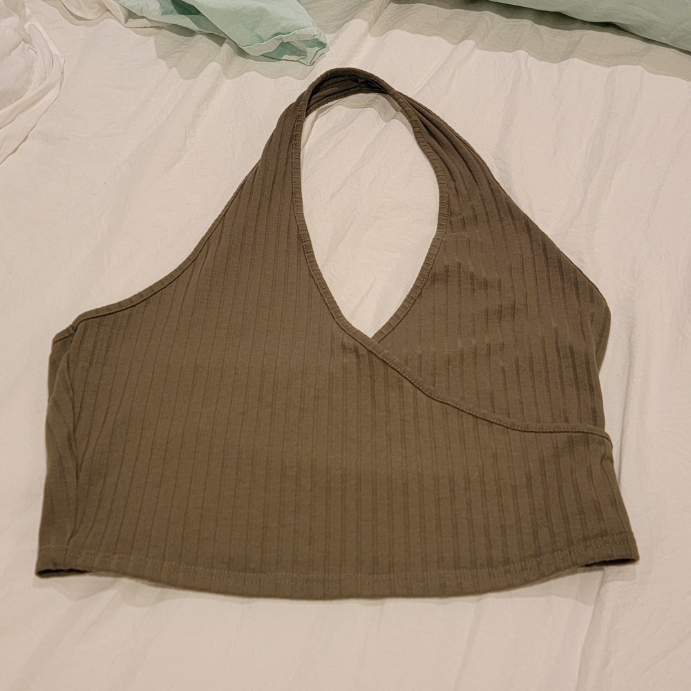 Shein Curve Olive Halter Neck Women's Top